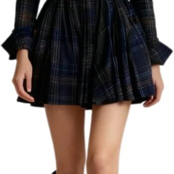 Women's Long Sleeve Plaid Western Mini Shirt Dress