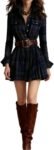 Women's Long Sleeve Plaid Western Mini Shirt Dress