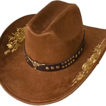 Felt Western Cowboy Hat with Floral Decoration