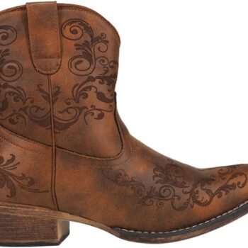 Women's Embroidered Pointed Toe Low Heel Cowboy Boots