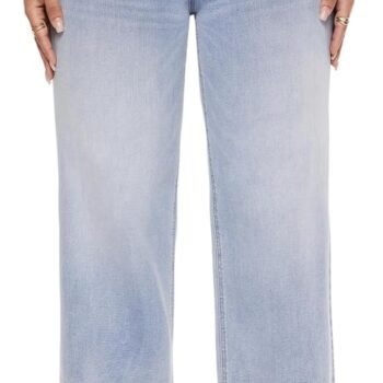 Women's Mid Low Rise Wide Leg Stretch Denim Jeans