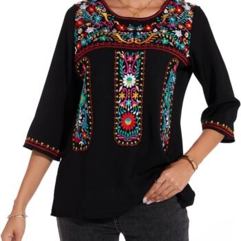 Women's 3/4 Sleeve Mexican Shirts Embroidered  s