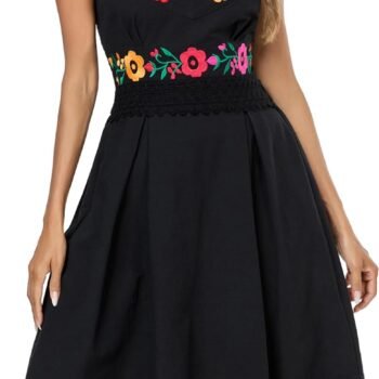 Women's Mexican Embroidered Lace Party Dress