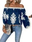 Women's Off-Shoulder Bell Sleeve Western Blouse