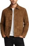Men's Classic Suede Leather Shirt Style Trucker Jacket