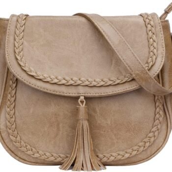 Women's Small Saddle Crossbody Bag with Tassel