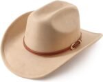 Unisex Wide Brim Western Cowboy Hat with Belt Buckle