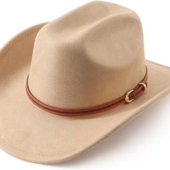 Unisex Wide Brim Western Cowboy Hat with Belt Buckle