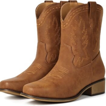 Women's Square Toe Wide Fit Western Ankle Boots