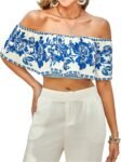 Women's Floral Off-Shoulder Boho Crop Top
