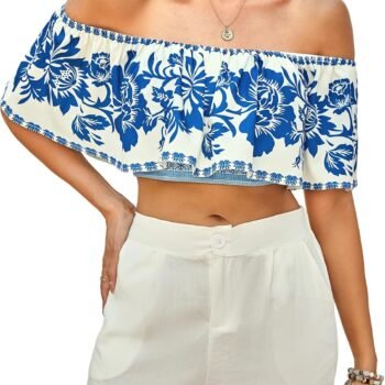 Women's Floral Off-Shoulder Boho Crop Top