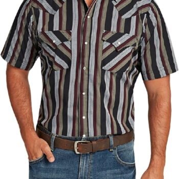 Men's Short Sleeve Western Stripe Shirt