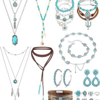 Women's Bohemian Turquoise Western Jewelry Set