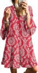 Women's Long Sleeve V-Neck Tribal Mini Dress