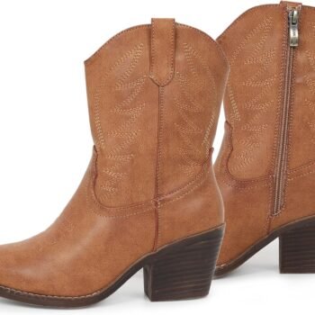 Women's Embroidered Pointed Toe Western Ankle Boots