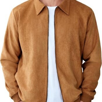 Men's Lightweight Casual Suede Bomber Jacket