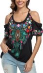 Women's Embroidered Floral Peasant Tunic Top