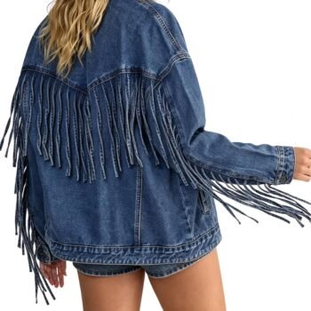 Women's Oversized Fringed Denim Jacket