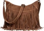 Women's Vintage Western Fringe Suede Crossbody Hobo Bag