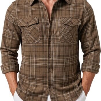 Men's Warm Plaid Flannel Shirt Jacket