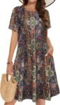 Women's Casual Short Sleeve T-Shirt Dress with Pockets