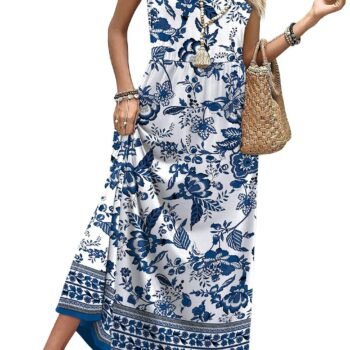 Women's Sleeveless A-Line Maxi Dress with Pockets