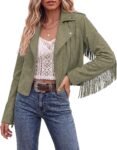 Women's Cropped Faux Suede Fringe Jacket