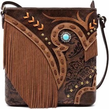 Women's Western Fringe Studded Crossbody Shoulder Bag