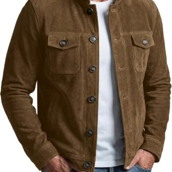 Men's Lightweight Suede Trucker Blazer Jacket