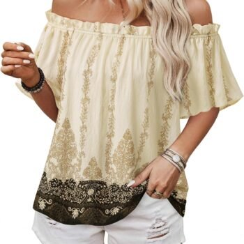 Women's Off-Shoulder Short Sleeve Boho Blouse