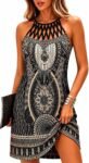 Women's Floral Halter Neck A-Line Summer Dress