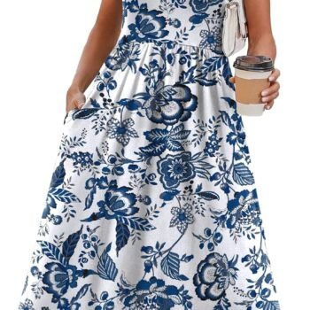 Women's Casual A-Line Midi Dress with Pockets