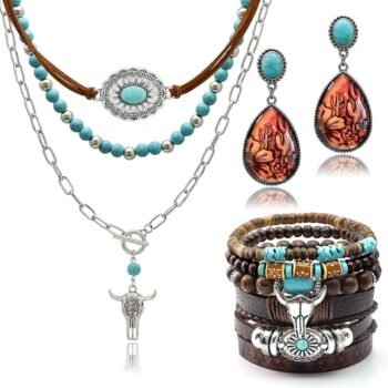 3-Piece Layered Turquoise Western Jewelry Set