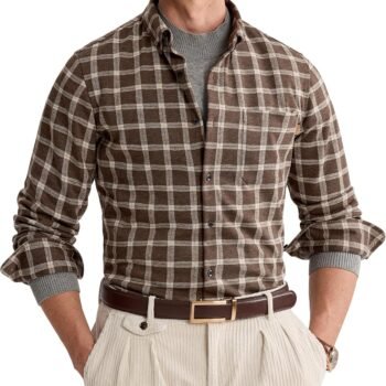 Men's Slim Fit Plaid Long Sleeve Flannel Shirt